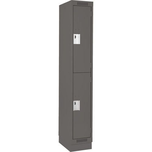 Clean Line Lockers, 2 -tier, 12" x 18" x 76", Steel, Charcoal, Rivet (Assembled) Ontario Safety Products