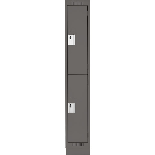 Clean Line Lockers, 2 -tier, 12" x 18" x 76", Steel, Charcoal, Rivet (Assembled) Ontario Safety Products