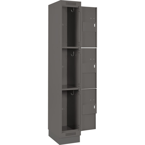 Clean Line Lockers, 3 -tier, Bank of 4, 48" x 18" x 76", Steel, Charcoal, Rivet (Assembled) Ontario Safety Products