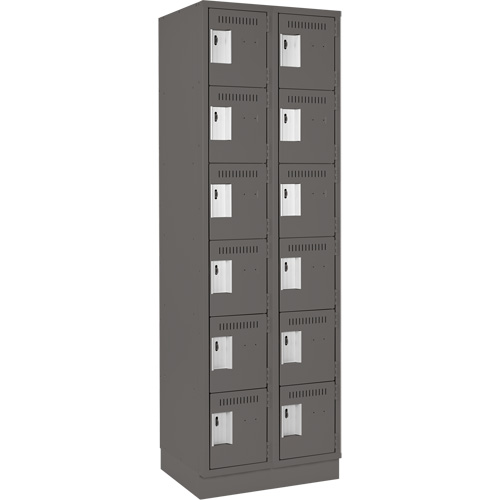Clean Line Lockerette, 6 -tier, Bank of 2, 24" x 18" x 76", Steel, Charcoal, Rivet (Assembled) Ontario Safety Products
