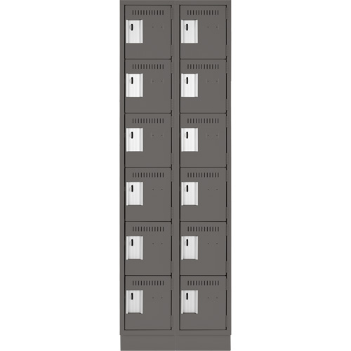 Clean Line Lockerette, 6 -tier, Bank of 2, 24" x 18" x 76", Steel, Charcoal, Rivet (Assembled) Ontario Safety Products