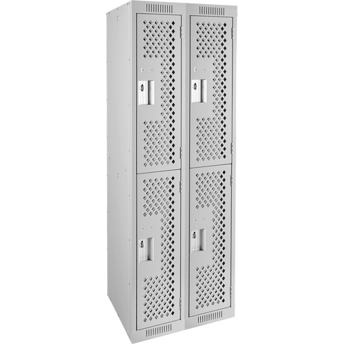 Clean Line Lockers, 2 -tier, Bank of 2, 24" x 12" x 72", Steel, Grey, Rivet (Assembled), Perforated Ontario Safety Products