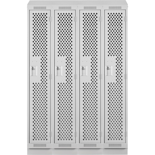 Clean Line Lockers, Bank of 4, 48" x 18" x 82", Steel, Grey, Rivet (Assembled), Perforated Ontario Safety Products