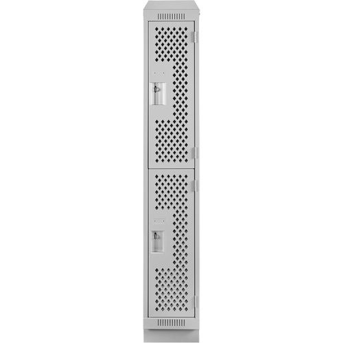Clean Line Lockers, 2 -tier, 12" x 12" x 82", Steel, Grey, Rivet (Assembled), Perforated Ontario Safety Products