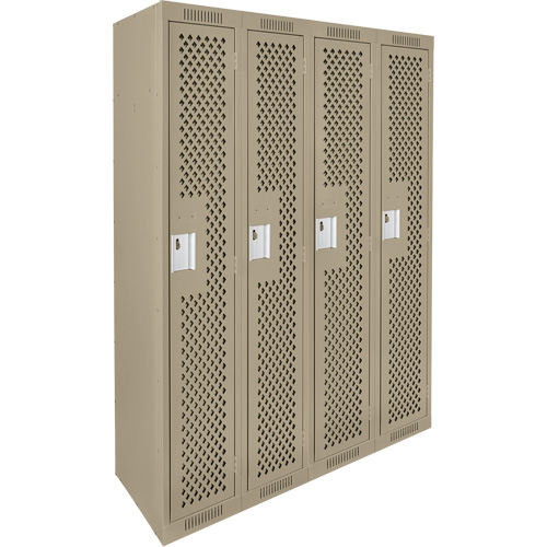 Clean Line Lockers, Bank of 4, 48" x 12" x 72", Steel, Beige, Rivet (Assembled), Perforated Ontario Safety Products