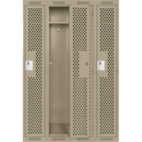 Clean Line Lockers, Bank of 4, 48" x 12" x 72", Steel, Beige, Rivet (Assembled), Perforated Ontario Safety Products