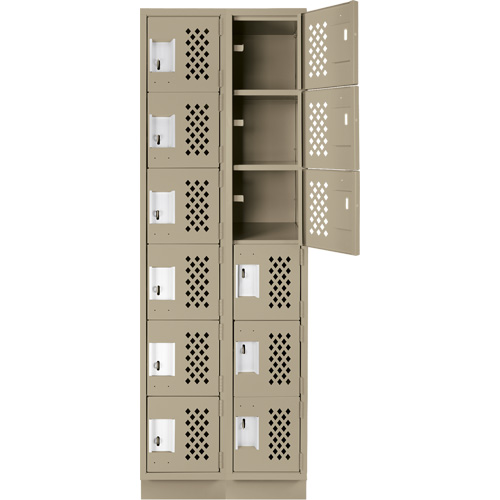 Assembled Lockerettes Clean Line Perforated Economy Lockers, 6 -tier, Bank of 2, 18" x 72" x 12", Steel Ontario Safety Products