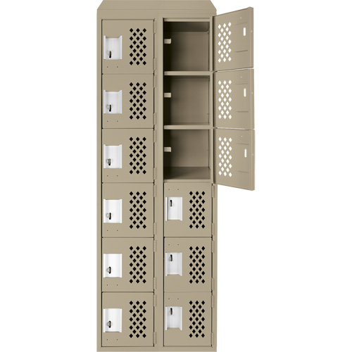 Assembled Lockerettes Clean Line Perforated Economy Lockers, 6 -tier, Bank of 2, 18" x 72" x 12", Steel Ontario Safety Products