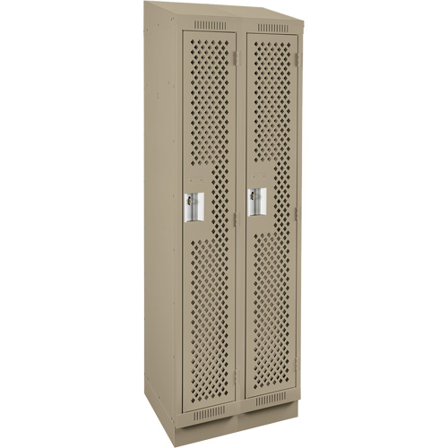 Clean Line Lockers, Bank of 2, 24" x 18" x 82", Steel, Beige, Rivet (Assembled), Perforated Ontario Safety Products