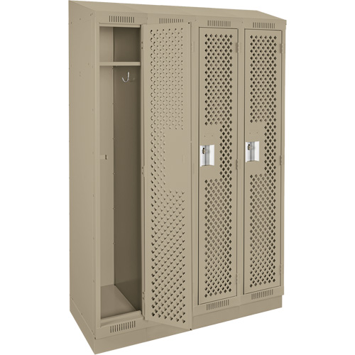 Clean Line Lockers, Bank of 4, 48" x 18" x 82", Steel, Beige, Rivet (Assembled), Perforated Ontario Safety Products