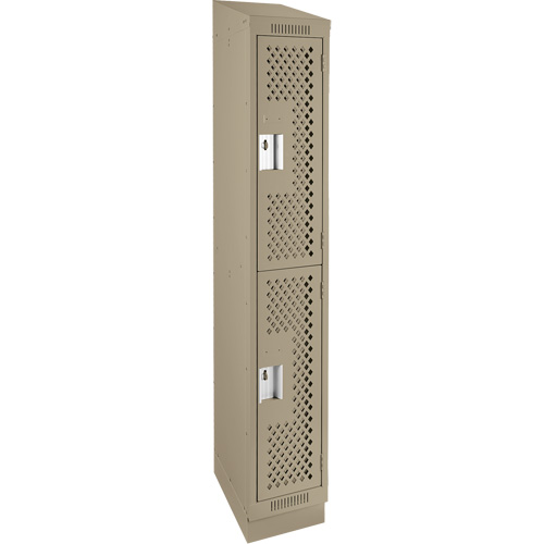 Casiers Clean Line, 2 niveaux, 12" x 12" x 82", Acier, Beige, Rivet (assembl&eacute;), Perfor&eacute; Ontario Safety Products