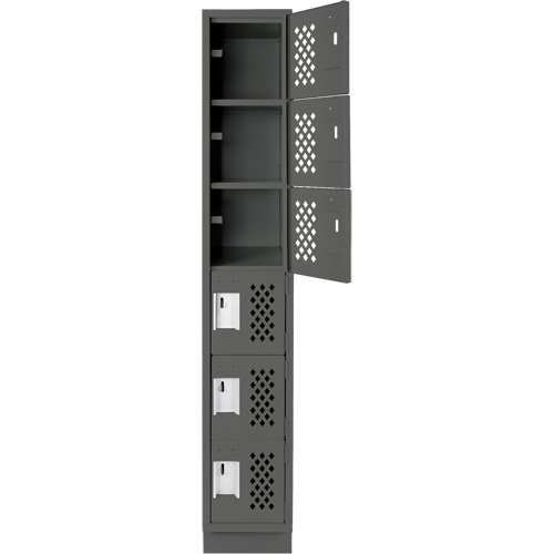 Assembled Lockerettes Clean Line Perforated Economy Lockers, 6 -tier, 18" x 72" x 12", Steel Ontario Safety Products