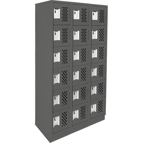 Assembled Lockerettes Clean Line Perforated Economy Lockers, 6 -tier, Bank of 3, 18" x 72" x 12", Steel Ontario Safety Products