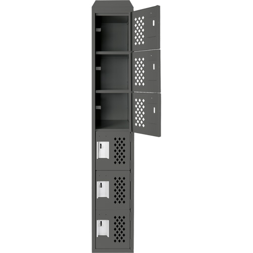 Assembled Lockerettes Clean Line Perforated Economy Lockers, 6 -tier, 18" x 72" x 12", Steel Ontario Safety Products