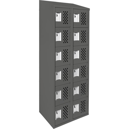 Assembled Lockerettes Clean Line Perforated Economy Lockers, 6 -tier, Bank of 2, 18" x 72" x 12", Steel Ontario Safety Products
