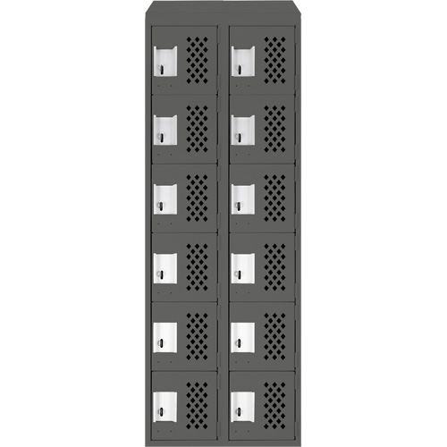 Assembled Lockerettes Clean Line Perforated Economy Lockers, 6 -tier, Bank of 2, 18" x 72" x 12", Steel Ontario Safety Products