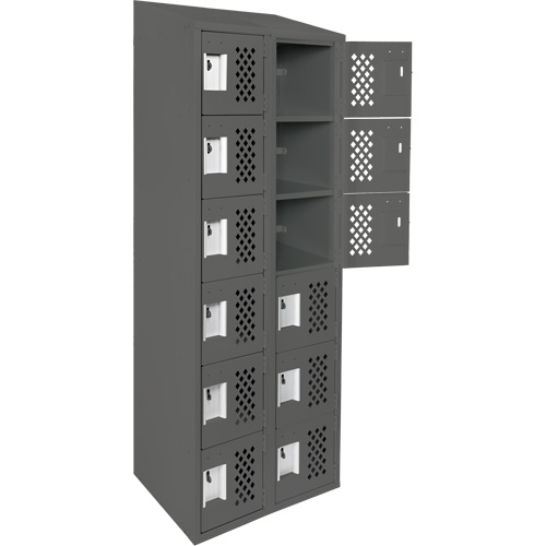 Assembled Lockerettes Clean Line Perforated Economy Lockers, 6 -tier, Bank of 2, 18" x 72" x 12", Steel Ontario Safety Products