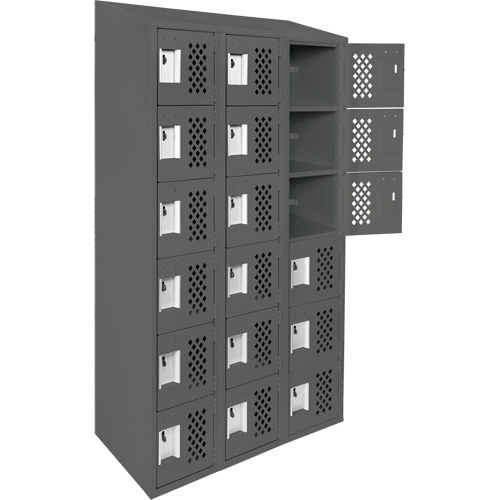 Assembled Lockerettes Clean Line Perforated Economy Lockers, 6 -tier, Bank of 3, 18" x 72" x 12", Steel Ontario Safety Products