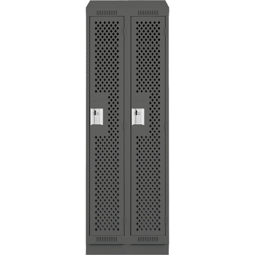 Clean Line Lockers, Bank of 2, 24" x 18" x 82", Steel, Charcoal, Rivet (Assembled), Perforated Ontario Safety Products