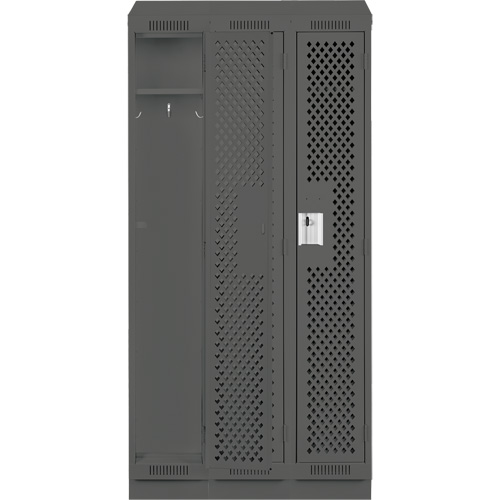 Clean Line Lockers, Bank of 3, 36" x 18" x 82", Steel, Charcoal, Rivet (Assembled), Perforated Ontario Safety Products