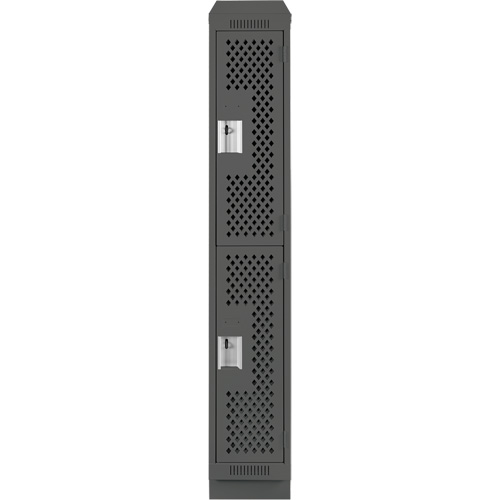 Clean Line Lockers, 2 -tier, 12" x 12" x 82", Steel, Charcoal, Rivet (Assembled), Perforated Ontario Safety Products