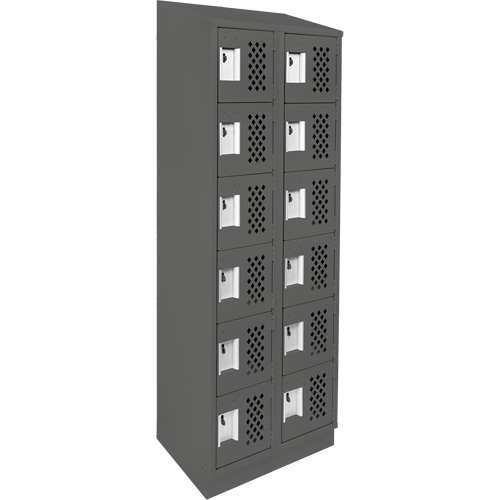 Assembled Lockerettes Clean Line Perforated Economy Lockers, 6 -tier, Bank of 2, 18" x 72" x 12", Steel Ontario Safety Products