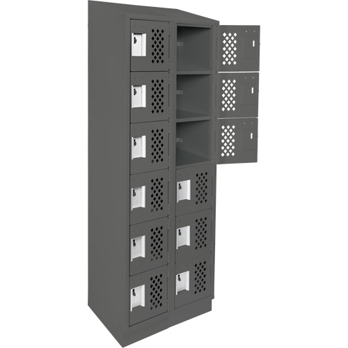 Assembled Lockerettes Clean Line Perforated Economy Lockers, 6 -tier, Bank of 2, 18" x 72" x 12", Steel Ontario Safety Products