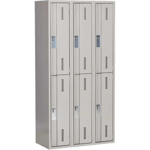 Casiers robustes Concorde, 2 niveaux, Bloc de 3, 36" x 18" x 72", Acier, Gris, Soud&eacute; (assembl&eacute;) Ontario Safety Products