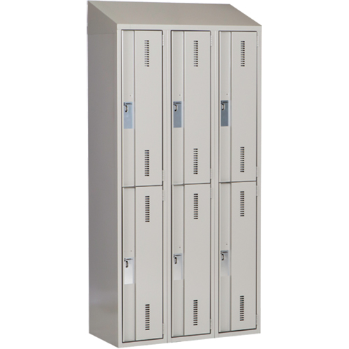 Concorde Heavy-Duty Lockers, 2 -tier, Bank of 3, 36" x 18" x 78", Steel, Grey, Welded (Assembled) Ontario Safety Products