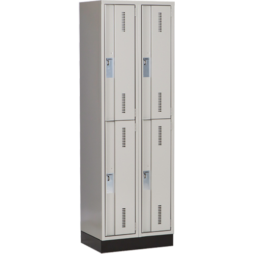 Concorde Heavy-Duty Lockers, 2 -tier, Bank of 2, 24" x 18" x 76", Steel, Grey, Welded (Assembled) Ontario Safety Products