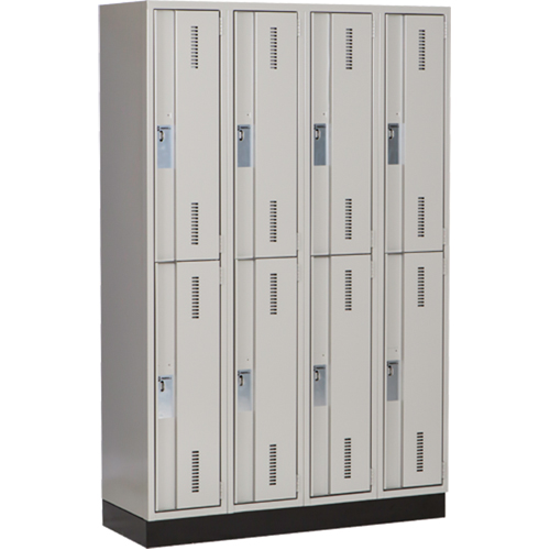 Concorde Heavy-Duty Lockers, 2 -tier, Bank of 4, 48" x 18" x 76", Steel, Grey, Welded (Assembled) Ontario Safety Products