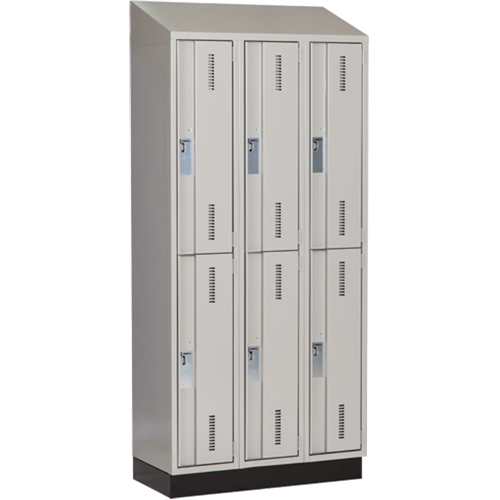 Concorde Heavy-Duty Lockers, 2 -tier, Bank of 3, 36" x 18" x 82", Steel, Grey, Welded (Assembled) Ontario Safety Products