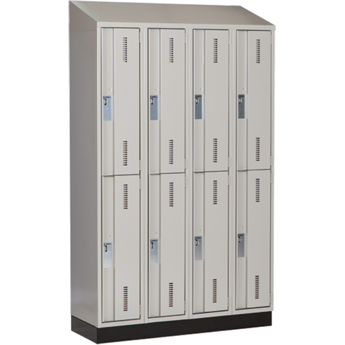 Concorde Heavy-Duty Lockers, 2 -tier, Bank of 4, 48" x 18" x 82", Steel, Grey, Welded (Assembled) Ontario Safety Products