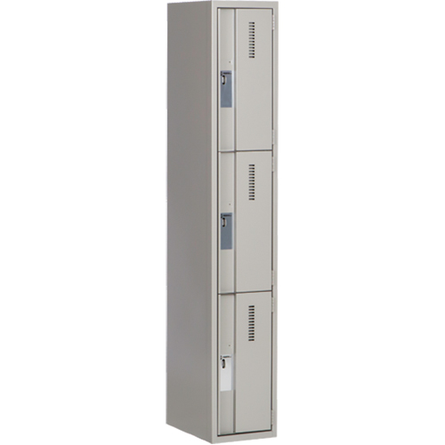 Concorde Heavy-Duty Lockers, 3 -tier, 12" x 18" x 72", Steel, Grey, Welded (Assembled) Ontario Safety Products