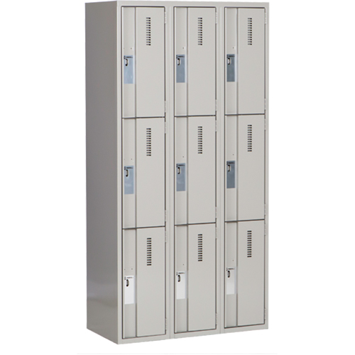 Casiers robustes Concorde, 3 niveaux, Bloc de 3, 36" x 18" x 72", Acier, Gris, Soud&eacute; (assembl&eacute;) Ontario Safety Products