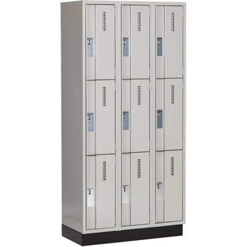 Concorde Heavy-Duty Lockers, 3 -tier, Bank of 3, 36" x 18" x 76", Steel, Grey, Welded (Assembled) Ontario Safety Products