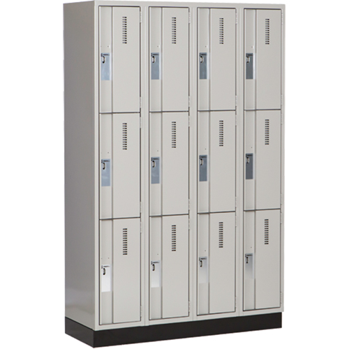 Concorde Heavy-Duty Lockers, 3 -tier, Bank of 4, 48" x 18" x 76", Steel, Grey, Welded (Assembled) Ontario Safety Products