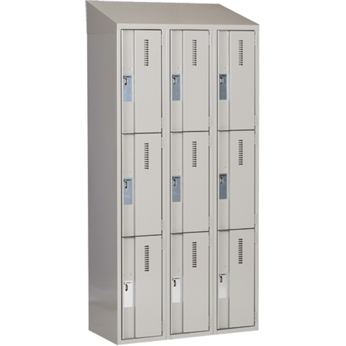 Concorde Heavy-Duty Lockers, 3 -tier, Bank of 3, 36" x 18" x 78", Steel, Grey, Welded (Assembled) Ontario Safety Products