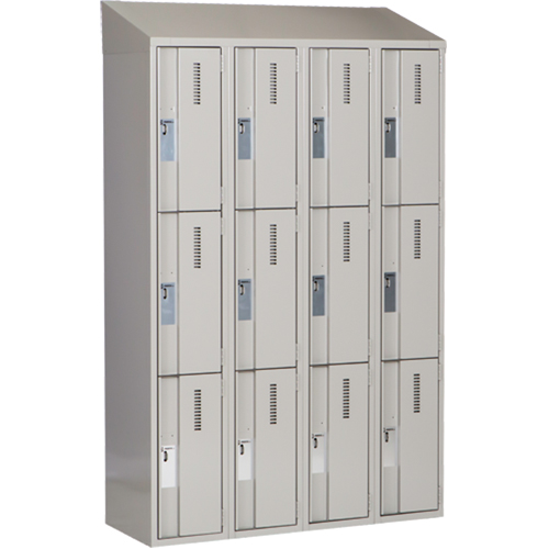 Concorde Heavy-Duty Lockers, 3 -tier, Bank of 4, 48" x 18" x 78", Steel, Grey, Welded (Assembled) Ontario Safety Products
