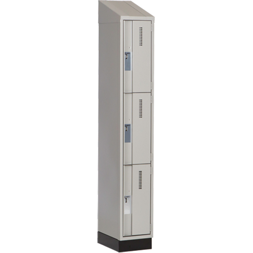 Concorde Heavy-Duty Lockers, 3 -tier, 12" x 18" x 82", Steel, Grey, Welded (Assembled) Ontario Safety Products