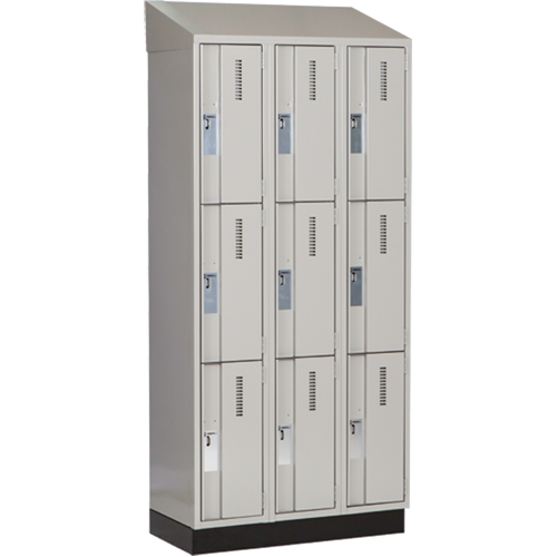 Concorde Heavy-Duty Lockers, 3 -tier, Bank of 3, 36" x 18" x 82", Steel, Grey, Welded (Assembled) Ontario Safety Products