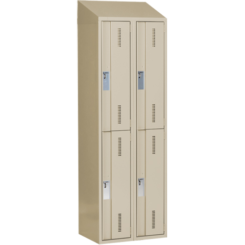 Concorde Heavy-Duty Lockers, 2 -tier, Bank of 2, 24" x 18" x 78", Steel, Beige, Welded (Assembled) Ontario Safety Products