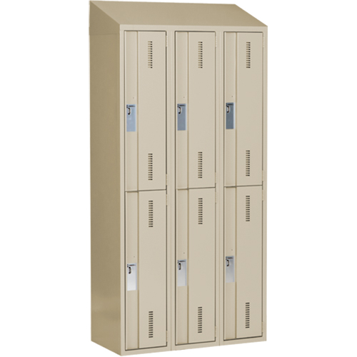 Concorde Heavy-Duty Lockers, 2 -tier, Bank of 3, 36" x 18" x 78", Steel, Beige, Welded (Assembled) Ontario Safety Products