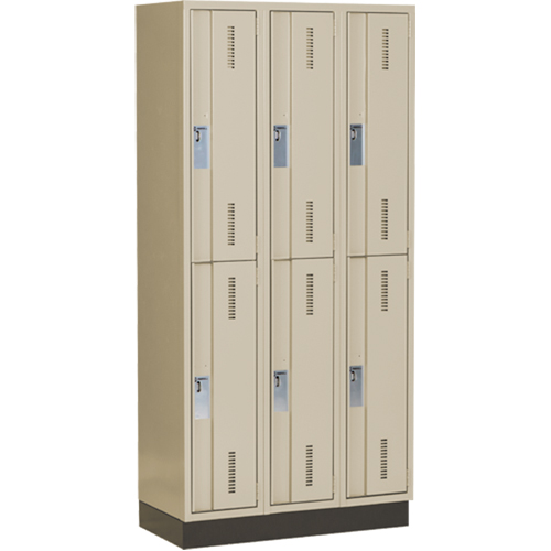 Concorde Heavy-Duty Lockers, 2 -tier, Bank of 3, 36" x 18" x 76", Steel, Beige, Welded (Assembled) Ontario Safety Products