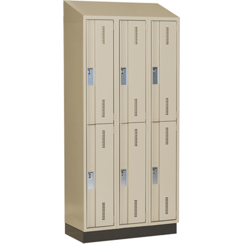 Concorde Heavy-Duty Lockers, 2 -tier, Bank of 3, 36" x 18" x 82", Steel, Beige, Welded (Assembled) Ontario Safety Products