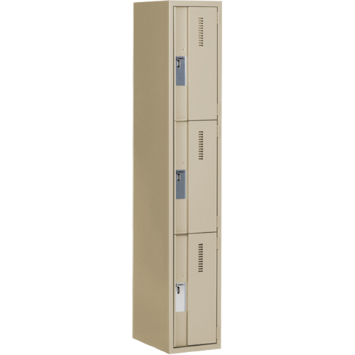 Concorde Heavy-Duty Lockers, 3 -tier, 12" x 18" x 72", Steel, Beige, Welded (Assembled) Ontario Safety Products