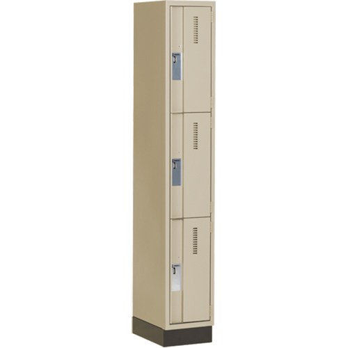 Concorde Heavy-Duty Lockers, 3 -tier, 12" x 18" x 76", Steel, Beige, Welded (Assembled) Ontario Safety Products