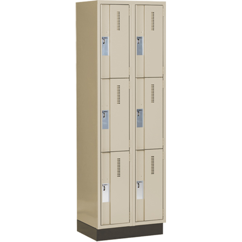 Concorde Heavy-Duty Lockers, 3 -tier, Bank of 2, 24" x 18" x 76", Steel, Beige, Welded (Assembled) Ontario Safety Products