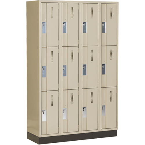 Concorde Heavy-Duty Lockers, 3 -tier, Bank of 4, 48" x 18" x 76", Steel, Beige, Welded (Assembled) Ontario Safety Products