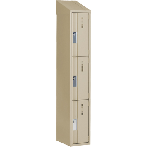 Concorde Heavy-Duty Lockers, 3 -tier, 12" x 18" x 78", Steel, Beige, Welded (Assembled) Ontario Safety Products